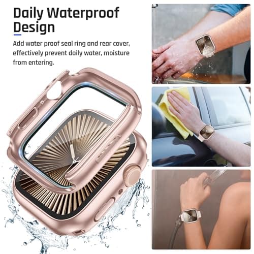 Goton 2 in 1 Waterproof Case Compatible for Apple Watch Series 11/10 Screen Protector 42mm, 360 Protective Glass Face Cover Hard PC Bumper + Back Frame for iWatch Accessories 42 mm