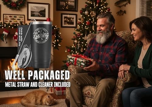 Onebttl Fly Fishing Gifts for Men, Gifts for Fly Fishing Lover, Funny Fishermen Gift, 20oz Stainless Steel Tumbler, Laser