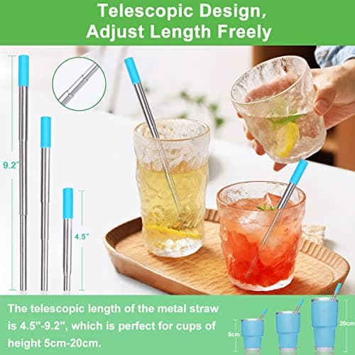 Travel Drinking Straws, Cruise Must Haves, Portable Foldable Stainless Steel Straws with Cases, Silicone Tips for Gifts Kynup Reusable Collapsible Metal Straws, Cruise Ship Essentials (4Pack) B07ZBZ6CCC