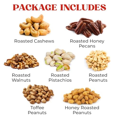 Holiday Nuts gift Basket - Delicious Mixed Cravings Gourmet Collection, Features 7 Sectional Platter with Freshly Roasted Nuts, Christmas Gift Basket for Men and Women.