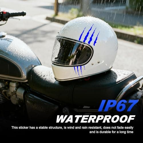 Motorcycle Helmet Stickers, Cool DIY Monster Claw Scratched Stickers, Striped Vinyl Waterproof & Scratch-resistant Decals, Used for Decorating Helmets, Vehicles, Laptops, Walls (Blue)