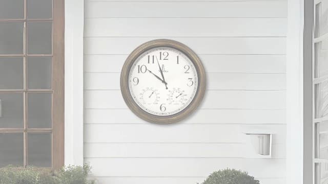 Outdoor Clocks for Patio Large Waterproof with Thermometer - 18 inch Indoor Outdoor Wall Clock with Temperature and Humidity Combo - Weatherproof, Accurate & Easy to Read for Pool, Garden & Home Decor