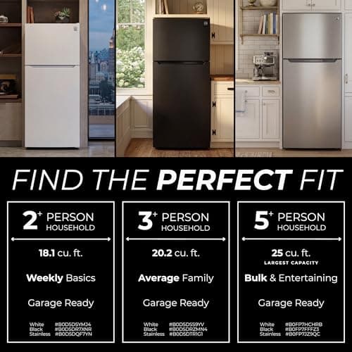 Kenmore 33" Top Mount Refrigerator with Freezer - Adjustable Shelving, Humidity-Controlled Crispers, Optional Ice Maker, LED Lighting, ENERGY STAR Certified, 25 cu. ft. Capacity - White