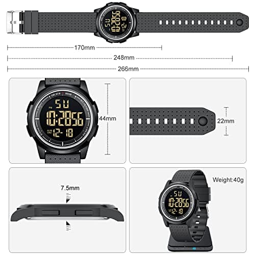 GOLDEN HOUR Ultra-Thin Minimalist Sports Waterproof Digital Watches Men with Wide-Angle Display Rubber Strap Wrist Watch for Men Women
