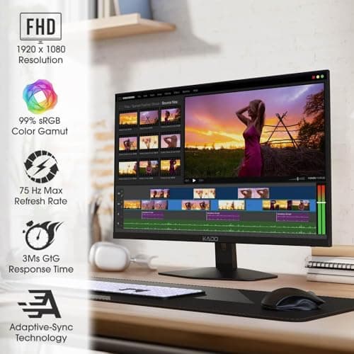 Kado Dual Monitor Setup - 2-Pack 27" 1920x1080 Computer Monitor 75Hz VESA Mount HDMI Office Gaming Hybrid Built-in Speakers (E27X Dual Series)
