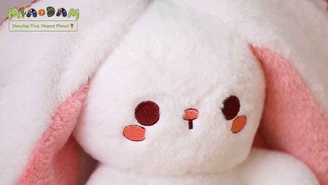MIAODAM Bunny Stuffed Animal Reversible Cuddle Bunny Stuffed,Strawberry Bunny Transformed Rabbit Plush Zipper,Turns Into Ears Bunnies Plushies Toy Cute Stuffy Doll Easter