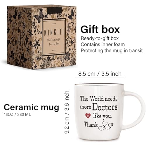 Heart-Warming Thank You Coffee Mug Gift for Doctors, The World Needs More Doctors Like You Inspirational Coffee Mug, Unique Thanksgiving Christmas Gifts for Physicians, Nurses, Veterinarians, 13oz B0G57B2SW9