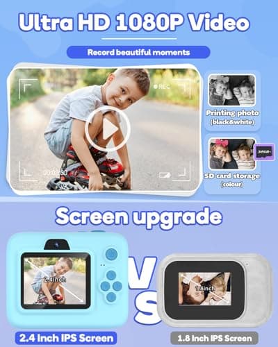 Dylanto Kids Camera Instant Print,1080P Kids Instant Cameras that Print Photos,Christmas Birthday Gifts for Girls Age 3-12,Portable Toy for 3 4 5 6 7 8 9 10 Year Old Girls Boys-Blue B0CQRFSFL6