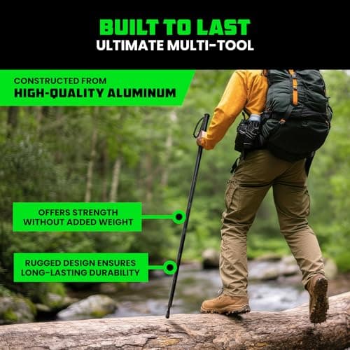 Rhino USA Tactical Hiking Stick with Integrated Survival Kit – Essential Camping Gear for Hiking & Trekking – Durable Tactical Gear for Outdoor Adventures