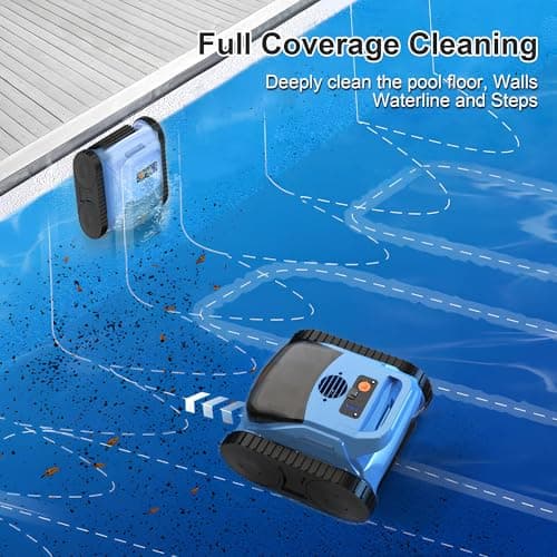 (2025 Upgrade) Pool Vacuum for Inground Pools, Robotic Pool Cleaner, Wall Climbing Pool Cleaner, Cleans Pool Floors, Drain & Walls & Waterline, Cleaning Up to 2100 Sq.ft, 180 Min