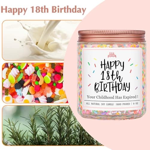 Homsolver 18th Birthday Gifts for Girls Boys, Vanilla Scent Ideas 18th Birthday Candles for Sister, Daughter, Best Friends, Handmade Aromatherapy with 50+ Hour Burn Time, Funny Birthday Decorations B0F2HZQ2B2