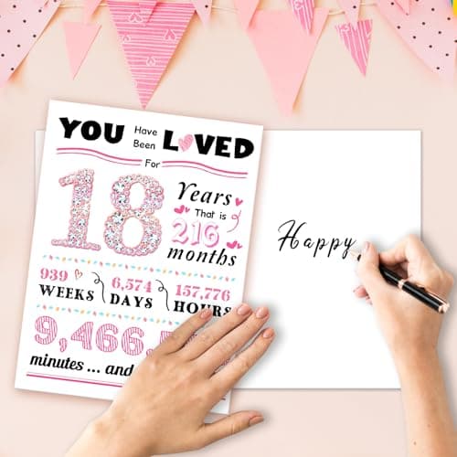 18th Birthday Card,Happy 18th Birthday Gifts for Girls,Funny 18th Birthday Gift for Daughter Niece,Best 18 Year Old Bday Decorations for Girl
