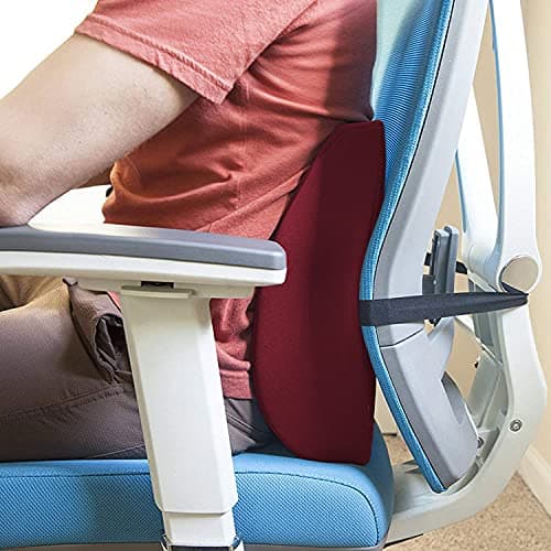 DMI Lumbar Support Pillow for Chair to Assist with Back Support with Removable Washable Cover to Ease Lower Back Pain while Improving Posture, 14 x 13 x 5, Contoured Foam, Premium,Burgundy
