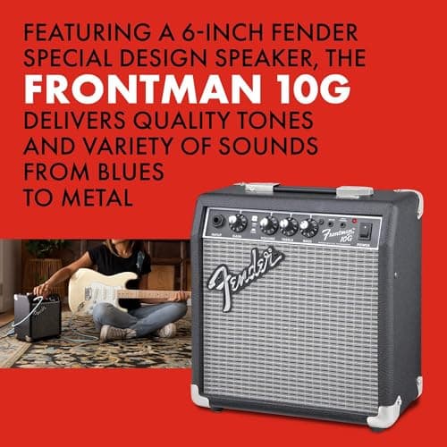 Fender Frontman 10G Guitar Amp, 10 Watts, with 2-Year Warranty, 6 Inch Fender Special Design Speaker, 5.75Dx10.25Wx11H Inches