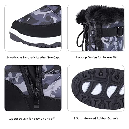 CIOR Women's Waterproof Winter Snow Boots Warm Faux Fur Lined Anti-Slip Cold Weather Boots