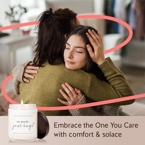 Sympathy Gifts for Loss of Loved One, Memorial Gifts - 9oz Lavender Scented Soy Wax Candle - No Words Just Hugs, Bereavement, Grief, Think of You, Condolence, Get Well Candle for Women