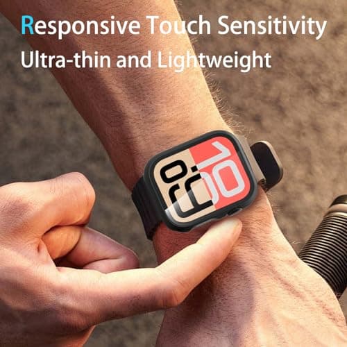 [6 Pack] Case for Apple Watch SE 3/SE 2nd Gen Series 6 5 4 SE 44mm Screen Protector with Ultra-Thin Tempered Glass, Full Coverage Anti-Scratch Hard Face Cover for iWatch 44 mm