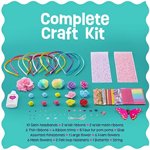 Pretty Me Headband Making Kit for Girls - Arts & Crafts Gift - Make Your Own Fashion Headbands for Kids - DIY Hair Accessories Set - Gift for Ages 5-12 Year Old Girl - Little Kids Art & Craft Gifts