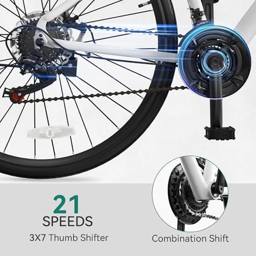 YITAHOME 700C Road Bike, 21 Speed Commuter Bicycle for Men Women, Lightweight Aluminum Frame Racing Bike, Adult Bicycle with Dual Disc Brake