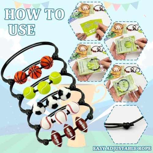 Sports Bracelet Valentines Day Gifts for Kids School Classroom,30 Pack Adjustable Bracelets w/ Cards for Toddler Boy Girl,Valentine Non Candy Treats Party Favor Goodie Bag Stuffers Prizes for Class