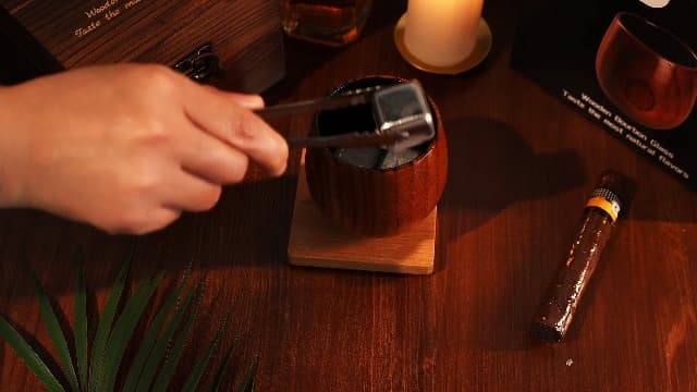 Shatterproof Jujube Wood Whiskey Cup, Naturally Insulated, Enhances Flavor, Ideal Bourbon Gift for Men in a Wooden Box Charred Wooden Bourbon Drinking Glass, Handmade Whistey Glass Set B0H12T634T