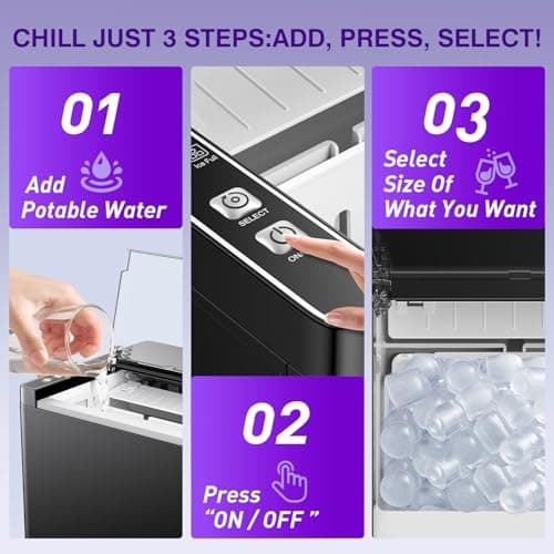 Ice Makers Countertop, 9 Ice Cubes in 6 Mins Portable Ice Maker, 2 Sizes of Bullet Ice (S/L) Small Ice Machine for Home Kitchen Camping (Onyx)
