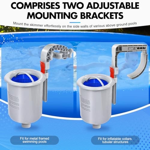 DeeprClean Above Ground Pool Surface Skimmer, Automatic Pool Skimmer for Top of Water, Wall Mount Surface Skimmer with Removable Skimmer Basket, Floating Pool Filter Pool Cleaning Maintenance Kit