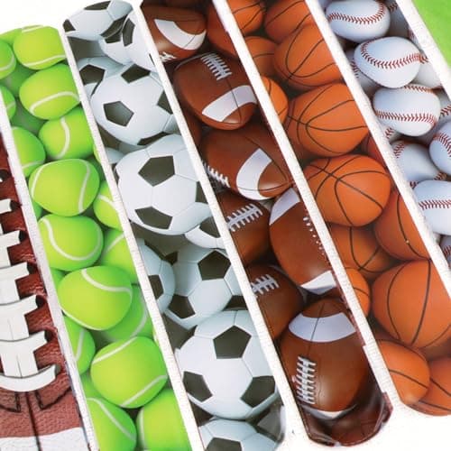 Sports Slap Bracelets Set 48 Counts Sports Party Favors Football Basketball Soccer Baseball Volleyball Tennis Accessories Party Favors Bracelets Wristbands Football Party Supplies Classroom Prize