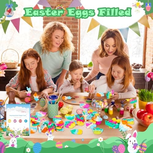 Easter Egg Fillers Basket Stuffers Mini Pop Keychain It Goodie Bag Stuffers Fidgets for Classroom Prizes Kids Party Supplies Easter Pop Fidget Toys Bulk Its Easter Party Favors for Kids 24 Pack Gifts B0DPLXDGMR