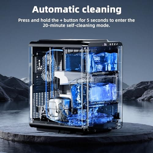 Antarctic Star Crescent Ice Maker, Slow-Melting Countertop Ice Maker, 27 Lbs/24H, 16Pcs in 15Mins, Self-Cleaning,24-Hour Timer, for Home/Kitchen/Office/Party
