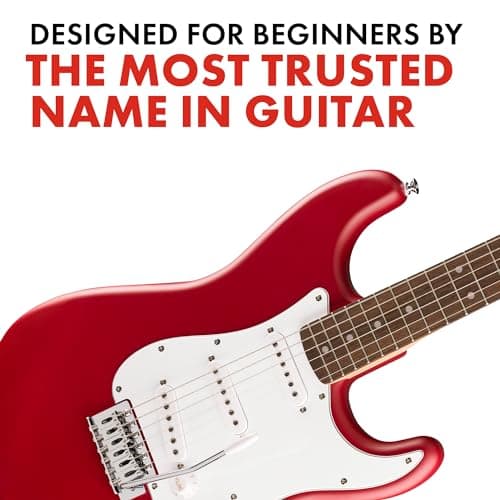 Fender Squier Debut Series Stratocaster Electric Guitar, Beginner Guitar, with 2-Year Warranty, Includes Free Lessons, Dakota Red with Matte Finish