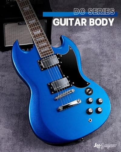 Leo Jaymz 39 Inch Solid Body Electric Guitar - Poplar Wood Body，Maple Neck and Laurel Wood Fretboard (Navy Blue)