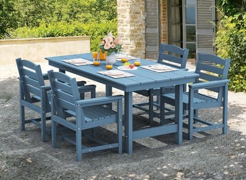 SERWALL Patio Dining Chair Set of 2,All Weather HDPE Outdoor Dining Chair, Blue