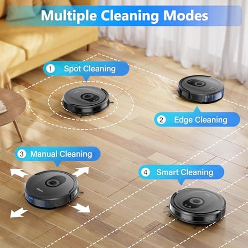 Tikom Robot Vacuum and Mop Combo, 5000Pa Robotic Vacuum Cleaner, 150 Min Max, App & Remote Control, Ideal for Hard Floor, Carpet, Pet Hair, Self-Charge(G8000 Max)