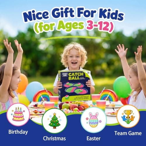 Toss and Catch Velcro Ball Set for Kids Outdoor Toys Yard Games Outside Games Beach Toys for 3 4 5 6 7 8 9 10 Year Old Boys Girls Classic Gift B0H36QJ768