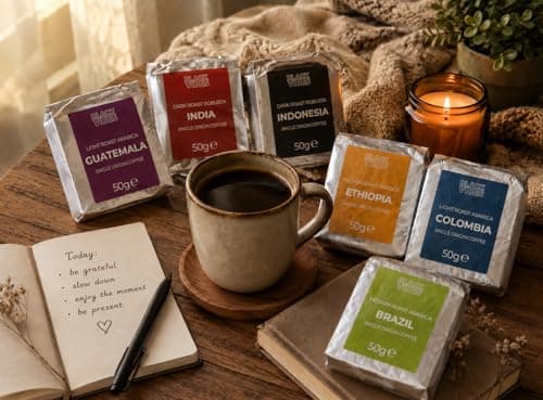 UNIQBITE World Coffees Gift Set, Six Single Origin Ground Coffee Variety Pack, Coffee Sampler from Around the World, Light, Medium & Dark Roasts, Roasted in Italy, 10.58 oz (300g) B0H3XNK2G3