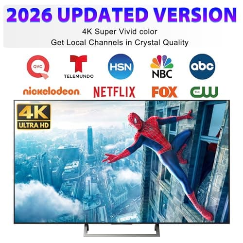 HIDB Indoor TV Antenna - Ultra HD 4K/1080p Digital TV Antennas for Local Channels, Enhanced Rabbit Ear Design with Smart Signal Booster, Works with All Smart TVs, Easy Setup, No Monthly Fees!