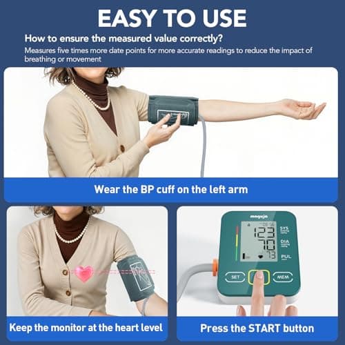 Arm Blood Pressure Monitor,maguja Blood Pressure Machine,BP Monitor Automatic Upper Arm Digital with Blood Pressure Cuff for Home Use (Green)