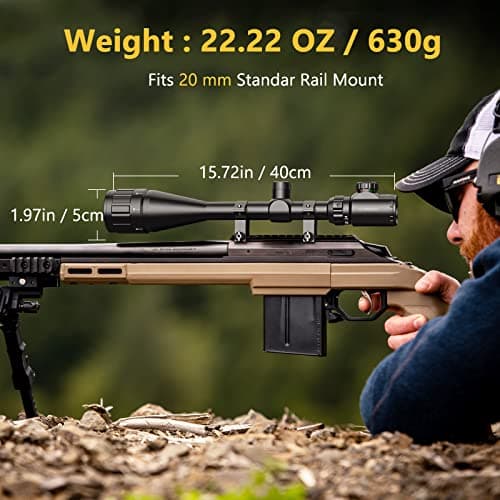CVLIFE Rifle Scope 6-24x50 AO Red and Green Illuminated Long Range Scope for Hunting with Scope Rings