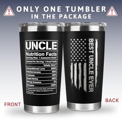 Gifts for Uncle from Niece, Nephew - Uncle Gifts - Fathers Day Gift - Father's Day, Birthday, Christmas Funny Gift for Men Him from Niece, Nephew, Kids - 20 Oz Stainless Steel Coffee Tumbler