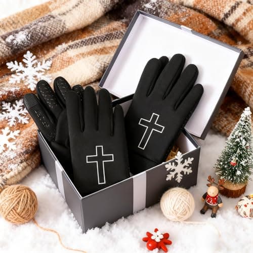 Newcotte 2 Pairs Winter Gloves for Men Women Black Faith Cross Running Gloves Touchscreen Lightweight Anti-Slip Warm Windproof Thermal Liner for Cold Weather Football Cycling Biking Skiing