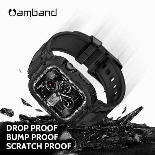amBand M1 Sport Case Band for Apple Watch Ultra 3/2/1 & SE 3/2/1 & Series 11 10 9 8 7 6 5 4 3 49mm 46mm 45mm 44mm 42mm 41mm 40mm 38mm, Shockproof & Scratch Resistant Rugged Bumper for Men