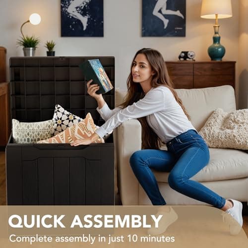 Devoko 30 Gallon Resin Deck Box Waterproof Outdoor Storage Box for Patio Furniture Pool Accessories Indoor Storage for Cushion Garden Tools (30 Gallon, Black)