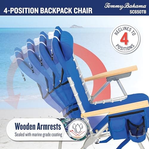 Tommy Bahama Hi-Boy 17" Seat Height 4-Position Lace-Up Suspension Folding Beach Backpack Chair
