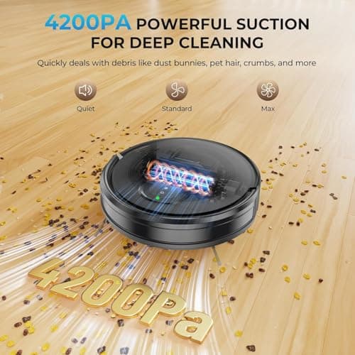 Robot Vacuum and Mop Combo, 2 in 1 Mopping Robot Vacuum Cleaner, 4200Pa Powerful Suction, Multi-Surface Cleaning, Obstacle Avoidance, Self-Charging, Easy to use, App & Voice Control, Works with Alexa
