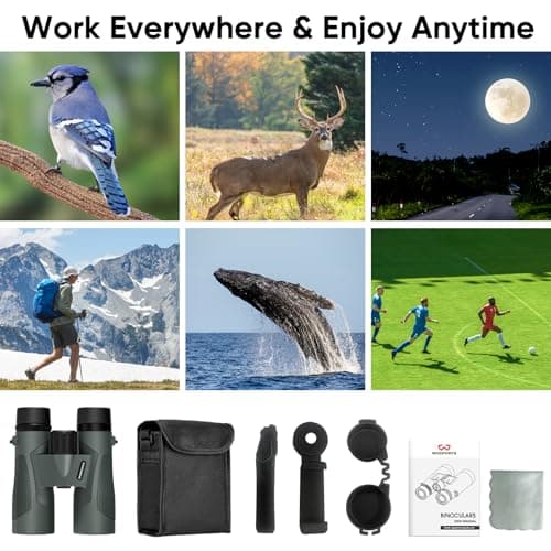 WOSPORTS 10x42 Binoculars for Adults - IP67 Waterproof Binoculars for Bird Watching, Camping, Hiking