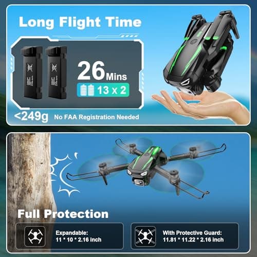 Drone with 1080P Camera, Foldable Remote Control Quadcopter for Adults Beginners, Mini Drone with Stable Hover, Waypoint Fly, 3D Flips, One Key Start, 2 Batteries, Easy to Fly Indoors & Outdoors
