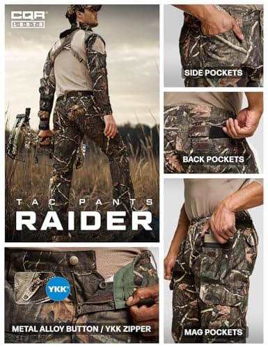 CQR Men's Tactical Pants, Water Resistant Ripstop Cargo Pants, Lightweight EDC Work Hiking Pants, Outdoor Apparel