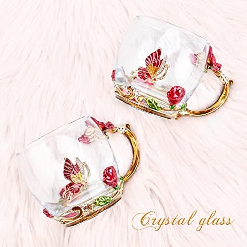 OEAGO Gifts for Mom Women Stocking Stuffers for Women Christmas Glass Coffee Enamels Mug Valentines Gifts for Her Girlfriend Wife Best Birthday Valentine's Mothers Day from Daughter Son Tea Cup