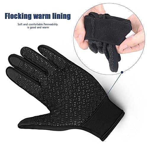 Ytuomzi Winter Gloves Touch Screen Warm Gloves Cold Weather Windproof Cycling Driving Riding Bike Telefingers Thermal Gloves Non-Slip Silicone Gel Adjustable Full Finger Mittens